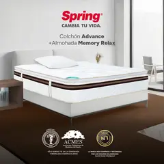 COLCHONES SPRING - Colchón Semidoble Firmeza Suave Ortopédico con Pillow Resortado Advance 120 x 190 cm + 2 Almohadas