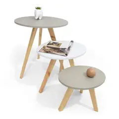 MICA - Mesa Auxiliar Moderna Ovalada en Aglomerado MDF 50 x 59 x 60 cm - Mueble