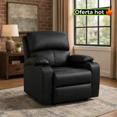 MICA - Silla Reclinable 1 Puesto Cuerina Push Arm New Rest 82 cm - Mueble