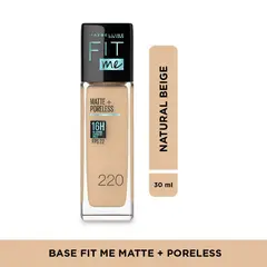 MAYBELLINE - Base de maquillaje Líquida Fit Me Matte Poreless Natural Buff 30 ml
