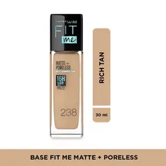 MAYBELLINE - Base de maquillaje Líquida Fit Me Matte Poreless Natural Buff 30 ml