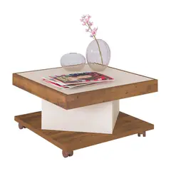 BERTOLINI - Mesa de Centro Moderna Cuadrada en Aglomerado MDF 63 x 35 x 63 cm - Mueble