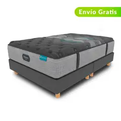 BEAUTYREST SIMMONS - Colchón con Base Cama Queen Firmeza Media Ortopédico Resortado Diamond Classic 160 x 190 cm + 2 Almohadas Beautyrest