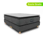 BEAUTYREST SIMMONS - Colchón con Base Cama Queen Firmeza Suave Ortopédico Resortado con Pillow Select Pt 160 x 190 cm + 2 Almohadas Beautyrest