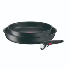 T-FAL - Juego de Ollas Tefal 3 piezas Ingenio Black Stone en Aluminio Antiadherente