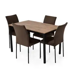 MICA - Juego de Comedor Moderno para 4 Personas Café (Comedor + 4 Sillas)