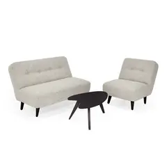 MICA - Juego de Sala Moderno en Poliéster (Sofá + Poltrona + Mesa de Centro) Belice Lens