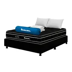 DORMILANDIA - Colchón con Base Cama Doble Firmeza Media Ortopédico Resortado Doble Cara Black Supra 140 x 190 cm + 2 Almohadas + Protector