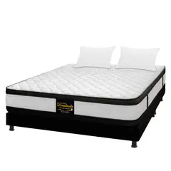 DORMILANDIA - Colchón con Base Cama cama King Firmeza Media Ortopédico Resortado con Doble Pillow Atenas 200 x 200 cm + 2 Almohadas