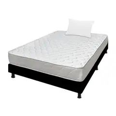 DORMILANDIA - Colchón con Base Cama Sencillo Firmeza Media Espumado Ultra Flex 100 x 190 cm + Almohada