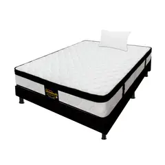 DORMILANDIA - Colchón con Base Cama Sencillo Firmeza Media Ortopédico Resortado con Pillow Versalles 100 x 190 cm + Almohada - 0% Interés a 3 Cuotas Pagando con tu CMR Banco Falabella