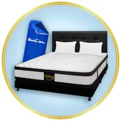 DORMILANDIA - Colchón con Base Cama cama Semidoble Firmeza Media Ortopédico Resortado con Doble Pillow Atenas 120 x 190 cm + 2 Almohadas