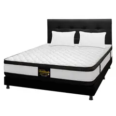 DORMILANDIA - Colchón con Base Cama cama Doble Firmeza Media Ortopédico Resortado con Doble Pillow Atenas 140 x 190 cm + 2 Almohadas - 0% Interés a 3 Cuotas Pagando con tu CMR Banco Falabella