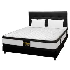 DORMILANDIA - Colchón con Base Cama cama King Firmeza Media Ortopédico Resortado con Doble Pillow Atenas 200 x 200 cm + 2 Almohadas - 0% Interés a 3 Cuotas Pagando con tu CMR Banco Falabella