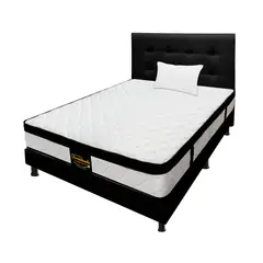 DORMILANDIA - Colchón con Base Cama cama Sencillo Firmeza Media Ortopédico Resortado con Pillow Versalles 100 x 190 cm + Almohada - 0% Interés a 3, 6 o 12 Cuotas Pagando con tu CMR Banco Falabella