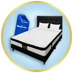 DORMILANDIA - Colchón con Base Cama cama Doble Firmeza Media Ortopédico Resortado con Pillow Versalles 140 x 190 cm + 2 Almohadas