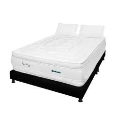 DORMILANDIA - Colchón con Base Cama King Firmeza Media Espumado con Doble Pillow Super Dream Plus 200 x 200 cm + 2 Almohadas - Compra Sin Interes, Te Devolvemos el 100% de los Intereses Pagando con Tarjeta CMR Banco Falabella a 3 Cuotas
