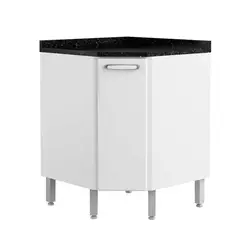 BERTOLINI - Mueble Esquinero Inferior En Acero Al Carbon Con Mesón En Mdp - Mueble