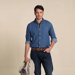 POLO RALPH LAUREN - Camisa de Jean Hombre Manga Larga Custom Fit