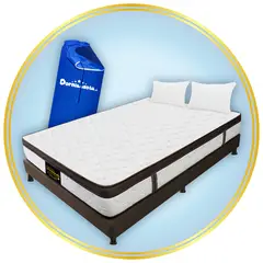 DORMILANDIA - Colchón con Base Cama cama Queen Firmeza Media Ortopédico Resortado con Pillow Dublín 160 x 190 cm + 2 Almohadas