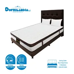 DORMILANDIA - Colchón con Base Cama cama Doble Firmeza Media Ortopédico Resortado con Pillow Dublín 140 x 190 cm + 2 Almohadas - 0% Interés a 3 Cuotas Pagando con tu CMR Banco Falabella