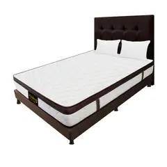 DORMILANDIA - Colchón con Base Cama cama Semidoble Firmeza Media Ortopédico Resortado con Pillow Dublín 120 x 190 cm + 2 Almohadas - 0% Interés a 3 Cuotas Pagando con tu CMR Banco Falabella