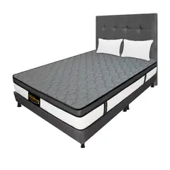 DORMILANDIA - Colchón con Base Cama cama King Firmeza Media Ortopédico Resortado con Pillow Dublín 200 x 200 cm + 2 Almohadas - 0% Interés a 3, 6 o 12 Cuotas Pagando con tu CMR Banco Falabella