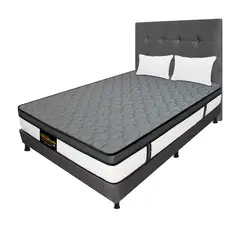 DORMILANDIA - Colchón con Base Cama cama Semidoble Firmeza Media Ortopédico Resortado con Pillow Dublín 120 x 190 cm + 2 Almohadas - 0% Interés a 3 Cuotas Pagando con tu CMR Banco Falabella