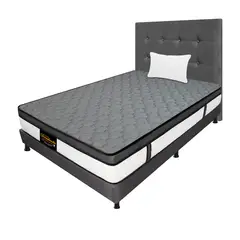 DORMILANDIA - Colchón con Base Cama cama Sencillo Firmeza Media Ortopédico Resortado con Pillow Dublín 100 x 190 cm + Almohada - 0% Interés a 3 Cuotas Pagando con tu CMR Banco Falabella