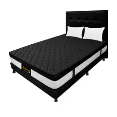 DORMILANDIA - Colchón con Base Cama cama Doble Firmeza Media Ortopédico Resortado con Pillow Dublín 140 x 190 cm + 2 Almohadas - 0% Interés a 3 Cuotas Pagando con tu CMR Banco Falabella