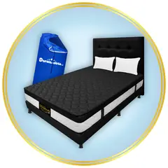 DORMILANDIA - Colchón con Base Cama cama Semidoble Firmeza Media Ortopédico Resortado con Pillow Dublín 120 x 190 cm + 2 Almohadas