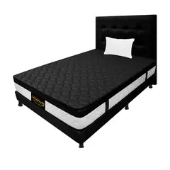 DORMILANDIA - Colchón con Base Cama cama Sencillo Firmeza Media Ortopédico Resortado con Pillow Dublín 100 x 190 cm + Almohada - 0% Interés a 3 Cuotas Pagando con tu CMR Banco Falabella