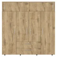 RTA MUEBLES - Clóset Moderno LUQUE en Aglomerado 4 Puertas 2 Cajones 204 x 200 x 50.3 cm