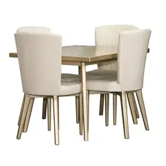 MICA - Juego de Comedor Moderno para 4 Personas Crema (Comedor + 4 Sillas)