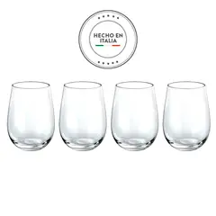 BORGONOVO - Vaso de vidrio corto Borgonovo: 4 piezas