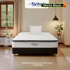 COLCHONES FANTASIA - Colchón con Base Cama Sencillo Firmeza Media Ortopédico Resortado con Pillow Dreamax One 100 x 190 cm + Almohada Colchones Fantasía