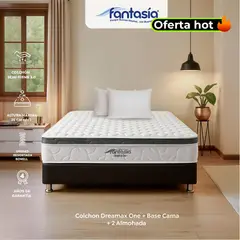 COLCHONES FANTASIA - Colchón con Base Cama Doble Firmeza Media Ortopédico Resortado con Pillow Dreamax One 140 x 190 cm + 2 Almohadas Colchones Fantasía
