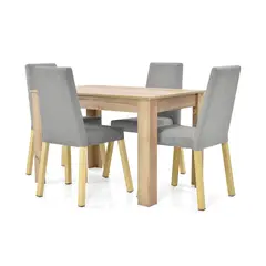 MICA - Juego de Comedor Moderno para 4 Personas Gris (Comedor + 4 Sillas)