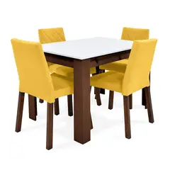MICA - Juego de Comedor Moderno para 4 Personas (Comedor + 4 Sillas)