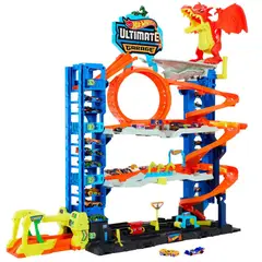 HOT WHEELS - Pista de carro Hot Wheels: Gran Garage Ultimate. Incluye 2 carros