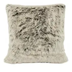 BANZAY - Kit fundas x2 cojines peluche largo café matizado