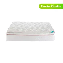 COLCHONES SPRING - Colchón Queen Firmeza Suave Ortopédico Resortado con Pillow Boreal 160 x 190 cm + Almohada + Protector