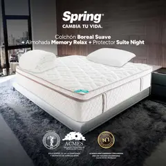 COLCHONES SPRING - Colchón Semidoble Firmeza Suave Ortopédico Resortado con Pillow Boreal 120 x 190 cm + Almohada + Protector - 0% Interés a 3, 6 o 12 Cuotas Pagando con tu CMR Banco Falabella