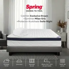 COLCHONES SPRING - Colchón con Base Cama Semidoble Firmeza Media Ortopédico Resortado con Pillow EXC Dream 120 x 190 cm + Protector - 0% Interés a 3 Cuotas Pagando con tu CMR Banco Falabella