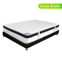 COLCHONES SPRING - Colchón con Base Cama Doble Firmeza Media Ortopédico con Pillow Resortado Exclusive 140 x 190 cm + Protector - 0% Interés a 3 Cuotas Pagando con tu CMR Banco Falabella