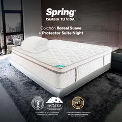 COLCHONES SPRING - Colchón King Firmeza Suave Ortopédico Resortado con Pillow Boreal 200 x 200 cm + Protector - 0% Interés a 3 Cuotas Pagando con tu CMR Banco Falabella