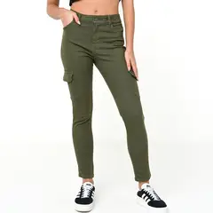 DENIMLAB - Jean Skinny para Mujer Tiro medio Cargo de Algodón