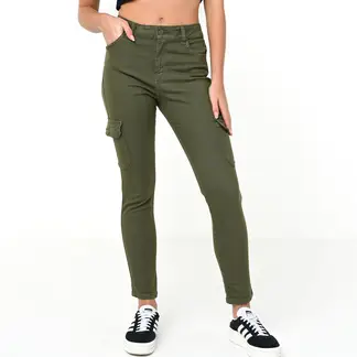 DENIMLAB - Jean Skinny para Mujer Tiro medio Cargo de Algodón
