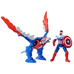 MARVEL - Figura Acción Mech Strike Mechasaurs Capitán América y Redwing Mechasaur