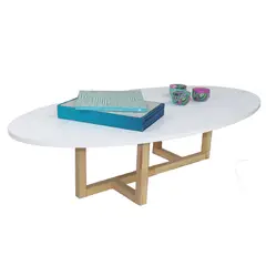 MICA - Mesa de Centro Moderna Ovalada en Melamina 120 x 30 x 60 cm - Mueble.